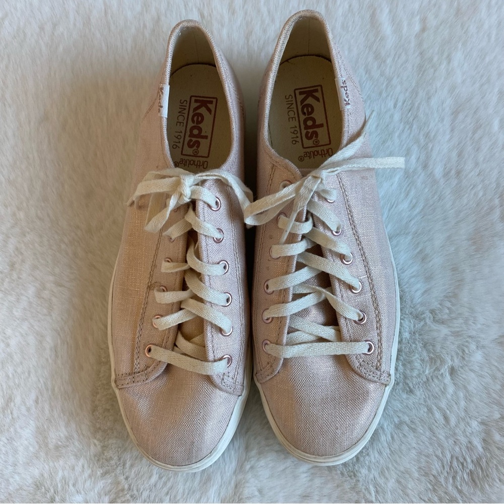 Keds Ortholite Triple Kick Metallic Pink Lace Sneakers | Sz 6